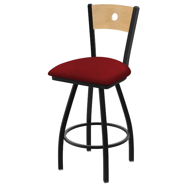 36" Swivel Counter Stool, Nickel Finish, Nat Back, Graph Ruby Seat